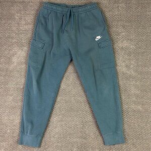 Nike Sportswear Club Fleece Cargo Pants Men's Large Teal Sweatpants Gym Joggers